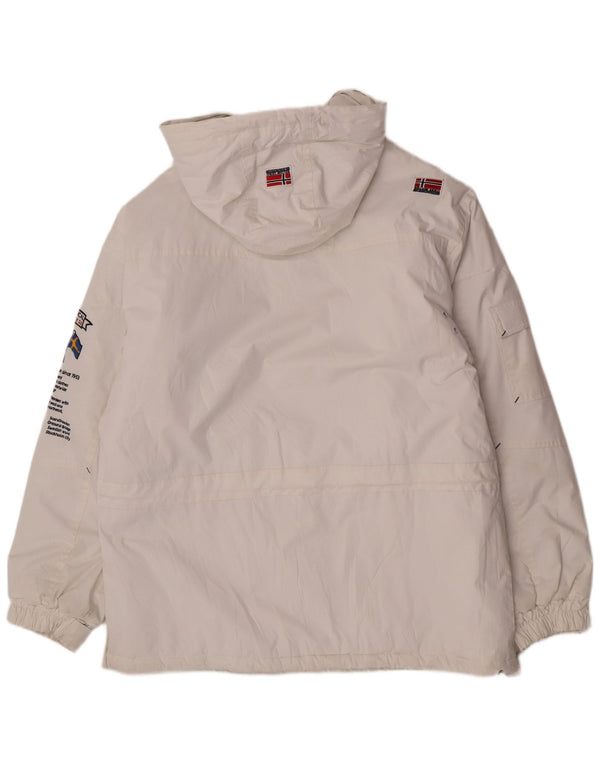 Geographical Norway Herren-Anorakjacke mit Kapuze und Grafik, UK 42, XL, Weiß
