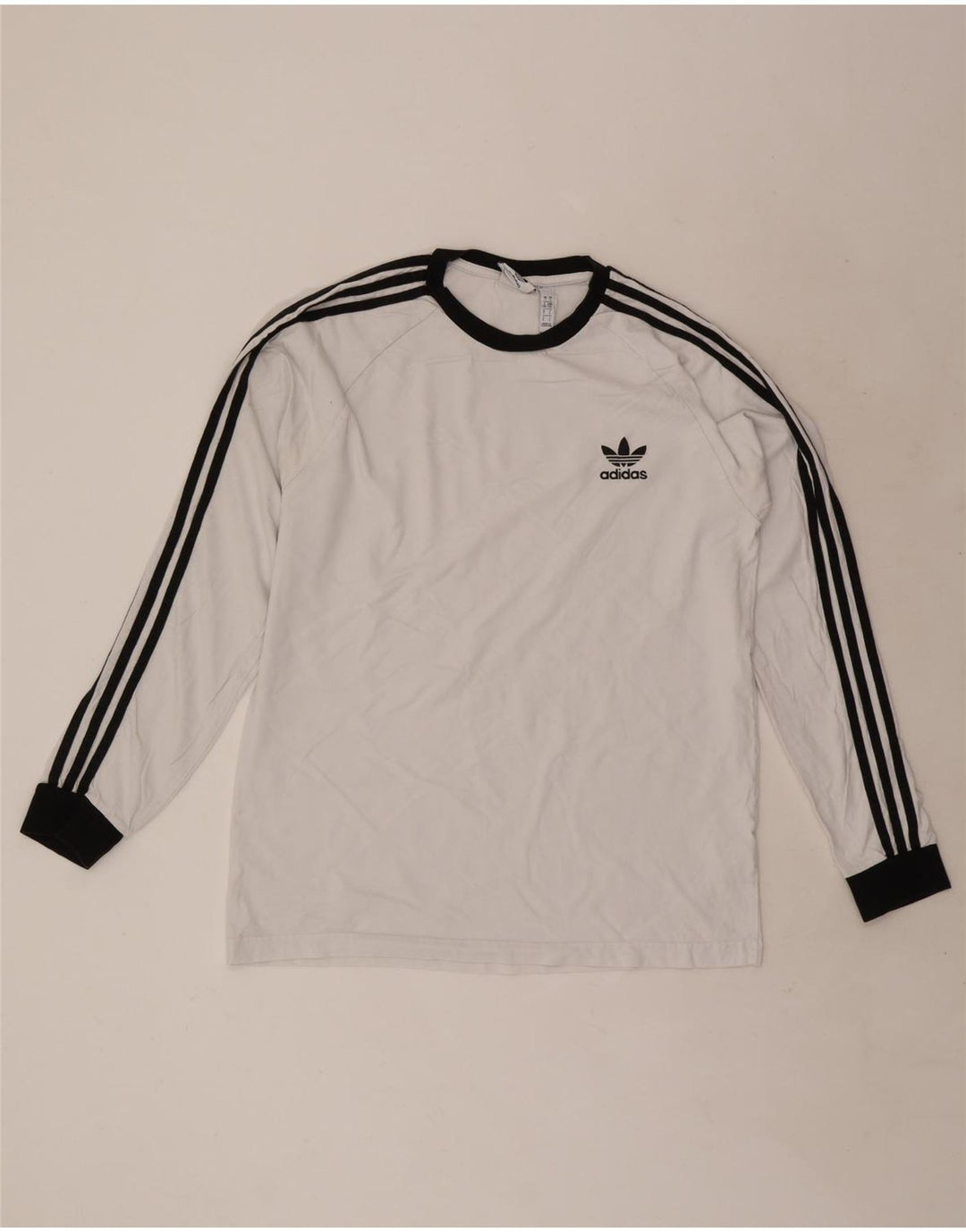 Adidas Herren-Top, langärmelig, groß, aus weißer Baumwolle