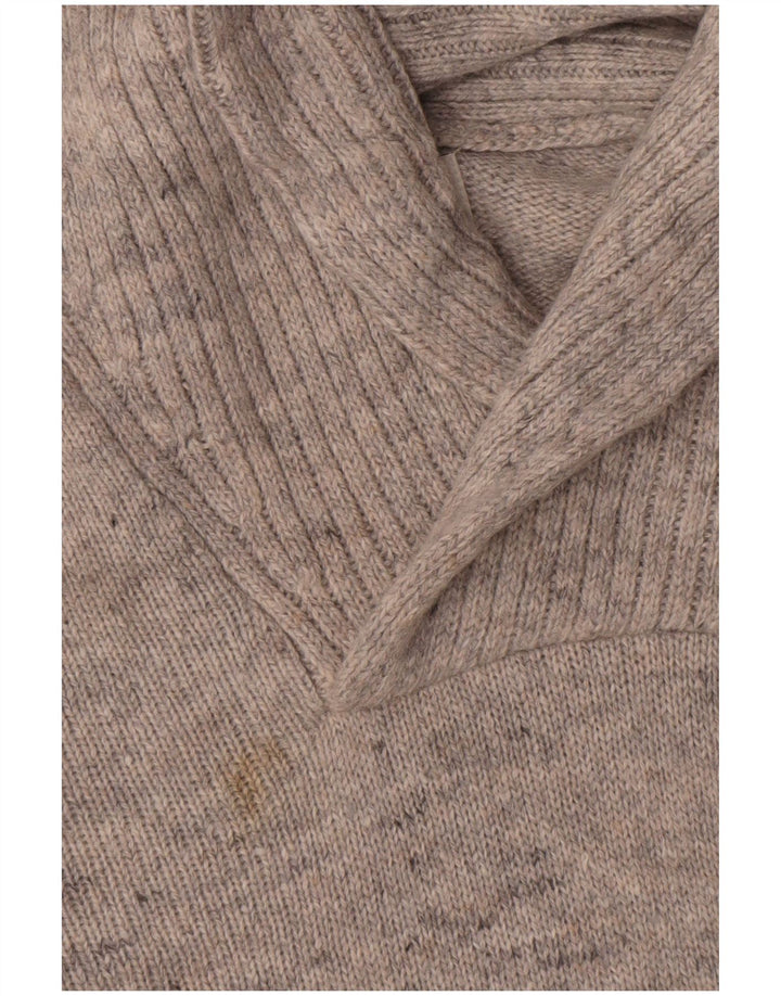 Marks & Spencer Herren-Pullover mit Schalkragen, groß, grau gesprenkelte Lammwolle