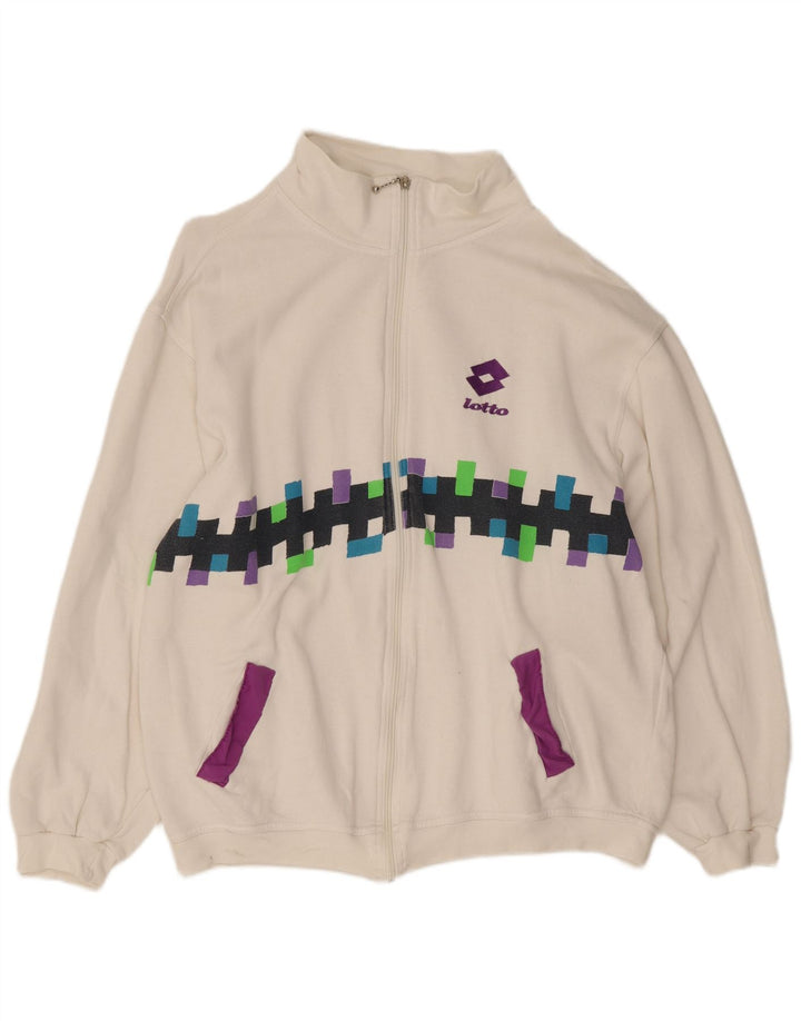 Lotto Herren-Trainingsanzug-Oberteil, Jacke, XL, weiße, geometrische Baumwolle