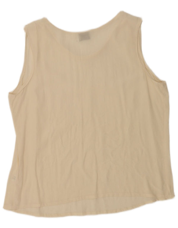 Cristaldi Damen ärmelloses Blusenoberteil IT 50 XL Beige Seide