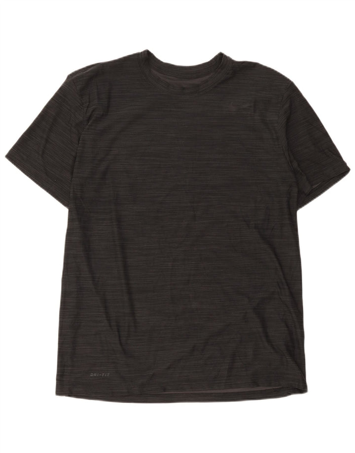 Nike Herren Dri Fit T-Shirt-Oberteil, groß, schwarz gestreift, Polyester