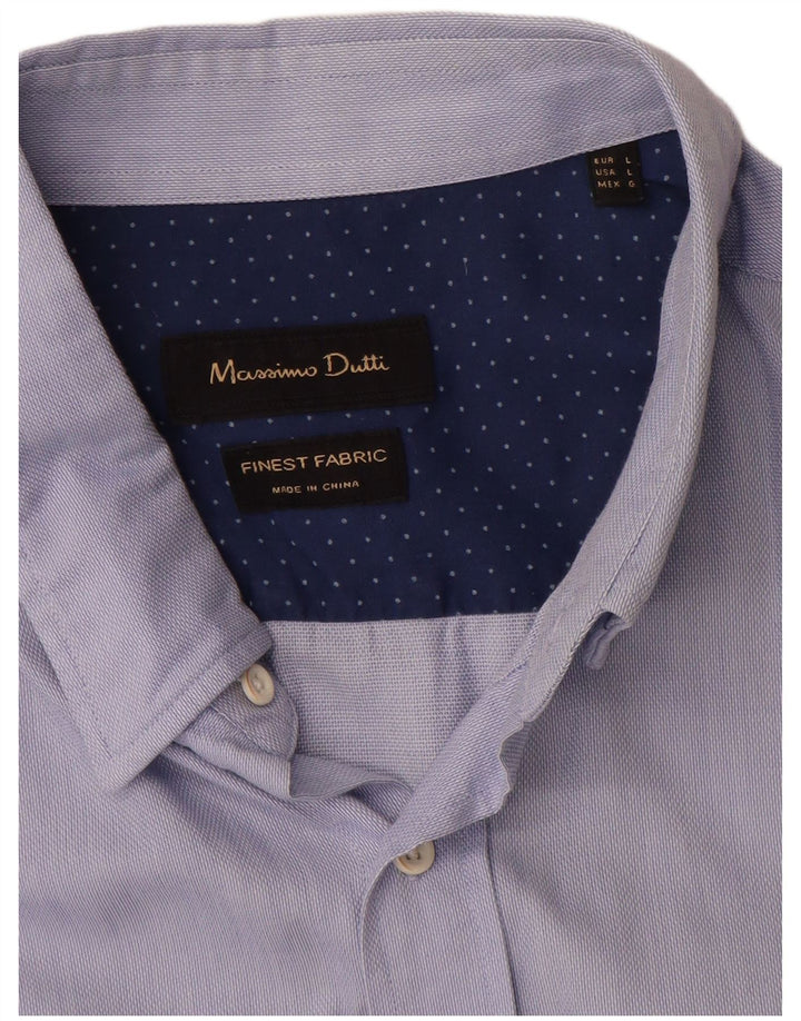 Massimo Dutti Herrenhemd, große blaue Baumwolle