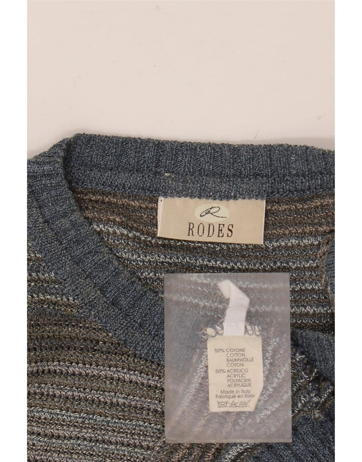RODES Herren-Pullover mit Rundhalsausschnitt, 2XL, mehrfarbig, gestreift, Baumwolle