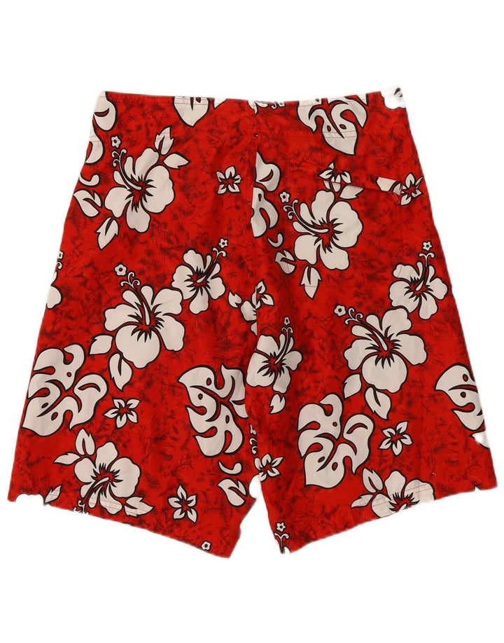 Sapore Di Mare Herren-Badeshorts, mittelrot, geblümt, Polyester, hawaiianisch