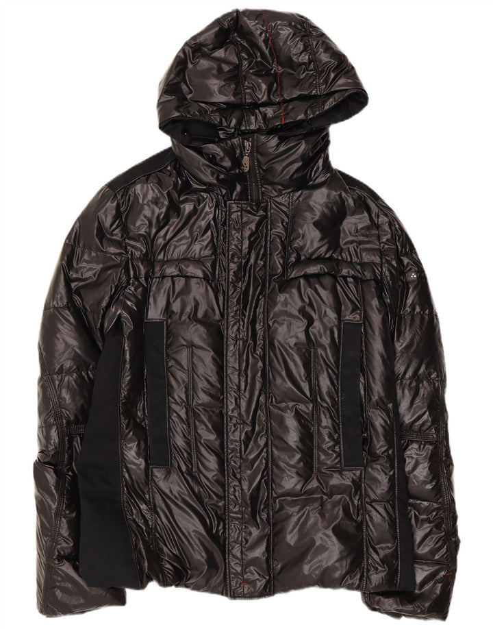 PEUTEREY Herren-Jacke mit Kapuze, gepolstert, EU 48, Größe S, Schwarz, Polyamid