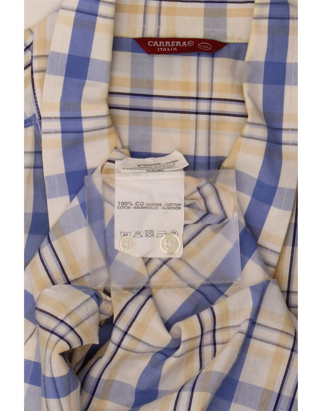 Carrera Herren Kurzarmhemd 2XL weiß kariert Baumwolle