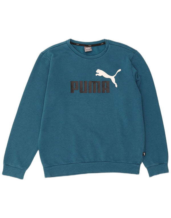Puma Herren Grafik-Sweatshirt-Pullover aus mittelblauer Baumwolle