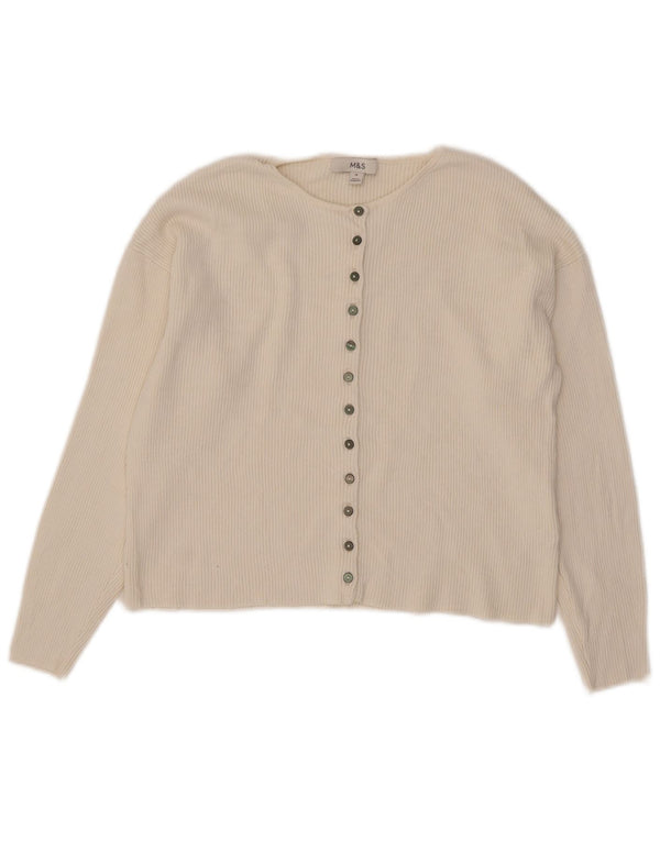 Marks & Spencer Damen Crop Cardigan Pullover UK 16 Large Off White Viscose