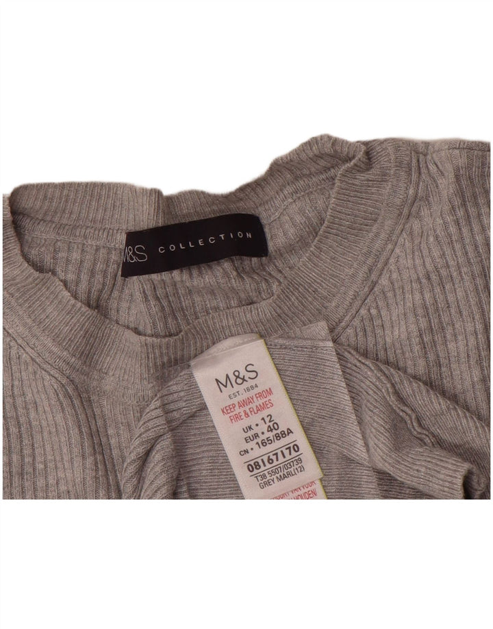 Marks & Spencer Damen-Pullover mit Rundhalsausschnitt, UK 12, mittelgraue Viskose