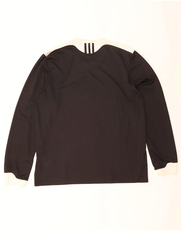 Adidas Herren Climalite Top Langarm Großes schwarzes Colourblock-Polyester