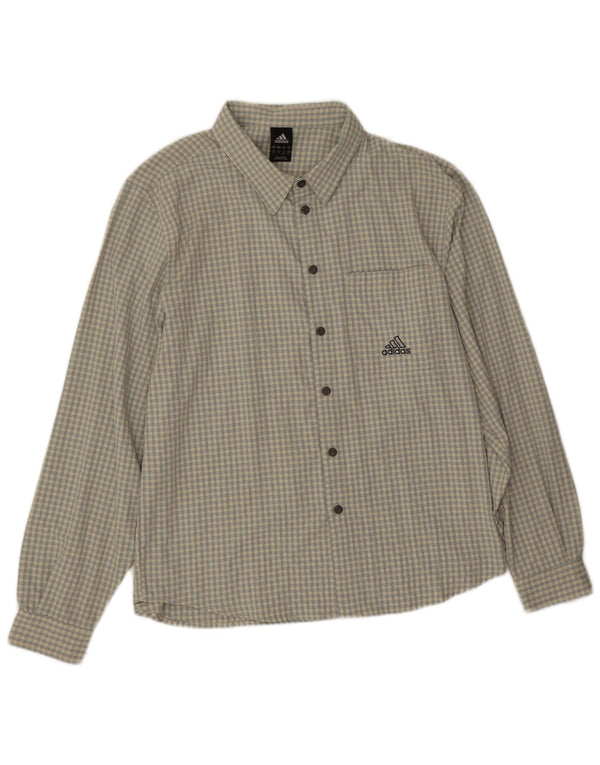 Adidas Mens Shirt Large Beige Check Polyester