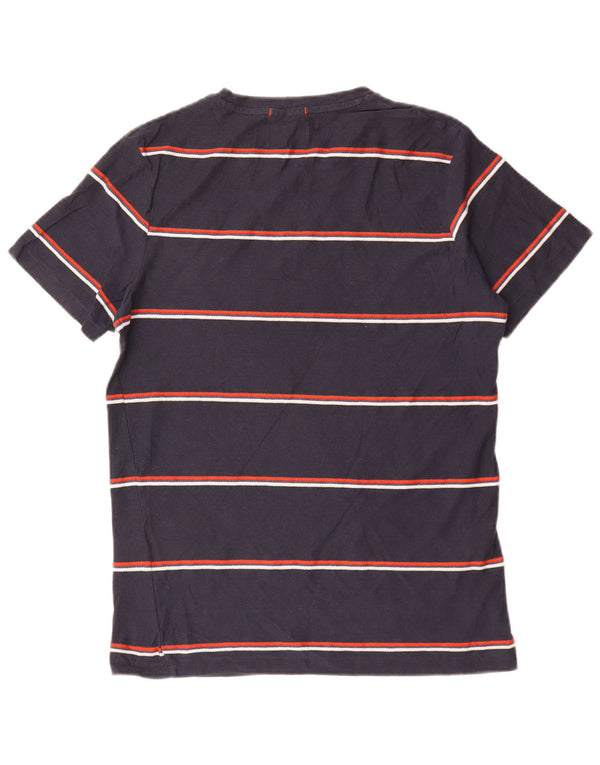 Jack & Jones Mens T-Shirt Top Small Navy Blue Striped Cotton