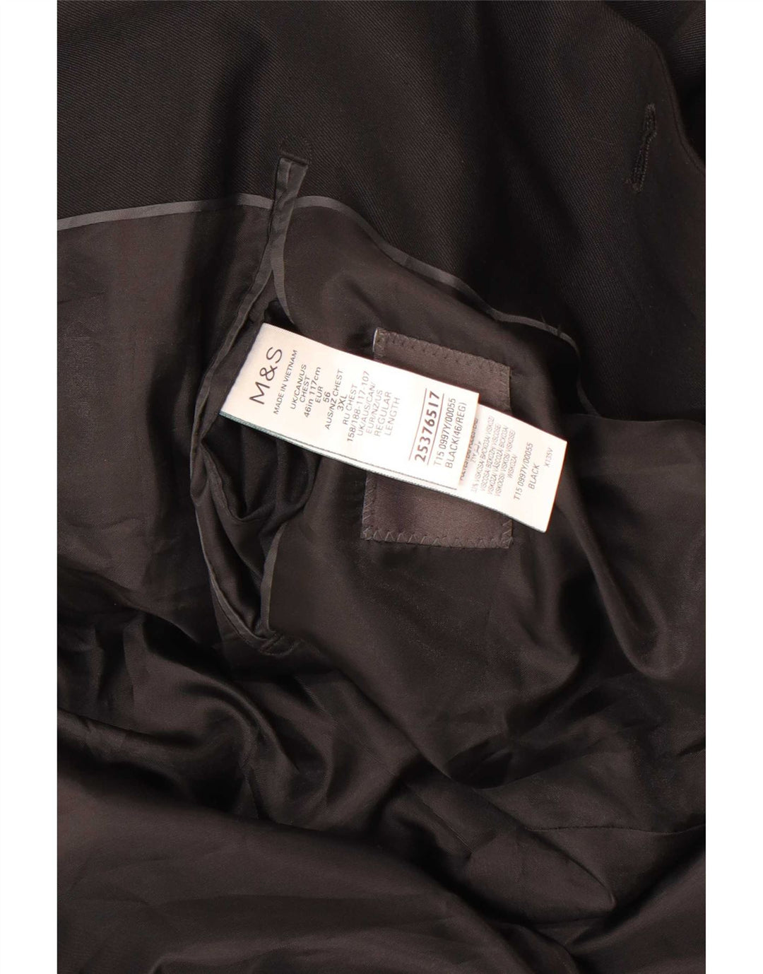Marks & Spencer Herren-Blazer mit 2 Knöpfen, UK 46, XL, Schwarz, Polyester