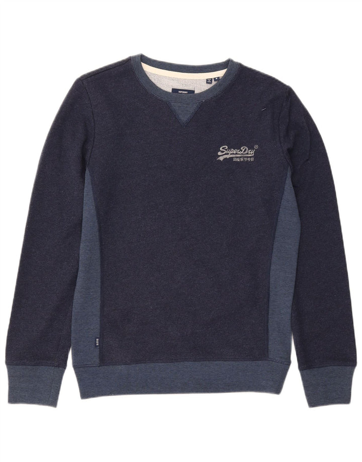 SUPERDRY Mens Sweatshirt Jumper Small Navy Blue Cotton
