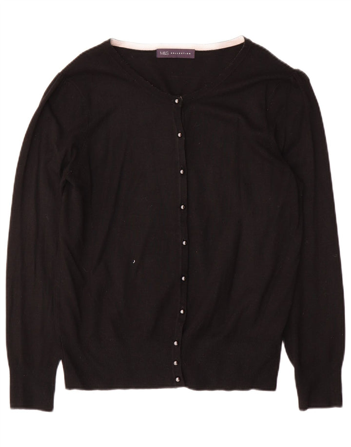 Marks & Spencer Damen-Cardigan-Pullover UK 14 Mittelschwarze Viskose