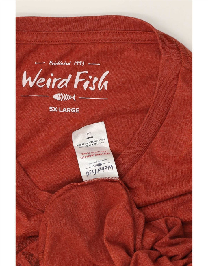 Weird Fish Herren Grafik T-Shirt Top 5XL Orange Baumwolle