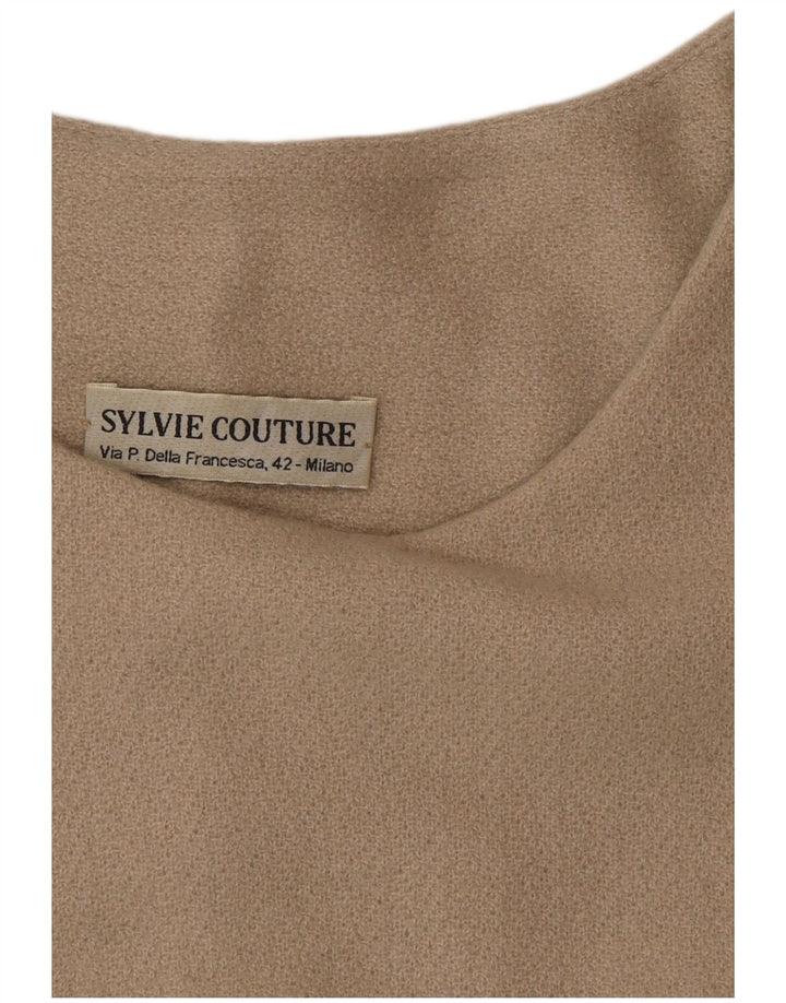 Vintage Damen Langarm-Etuikleid EU 42 Large Beige