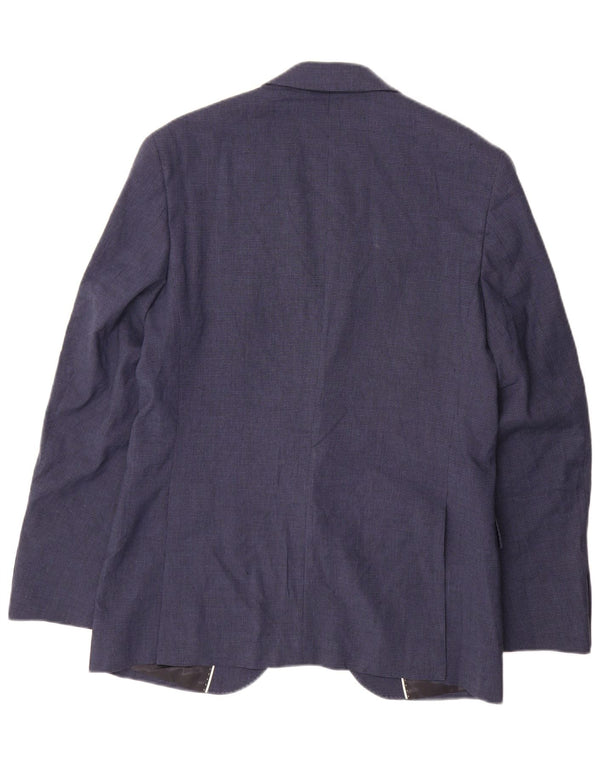 Marks & Spencer Herren-Blazer mit 2 Knöpfen, UK 38, Mittelblau mit Hahnentrittmuster