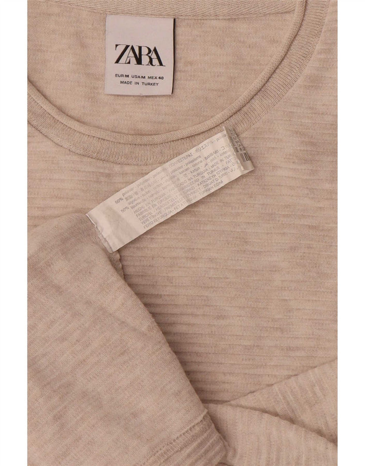 Zara Herren-Oberteil, langärmelig, mittelbeigefarbenes Polyester