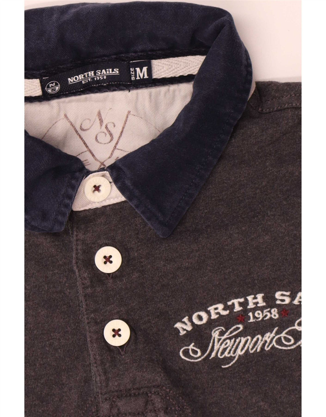 North Sails Herren-Rugby-Poloshirt mit Grafik, Mittelgrau, Farbblock