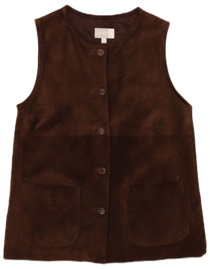 Esprit Damen Wildlederweste UK 14 Mittelbraunes Leder