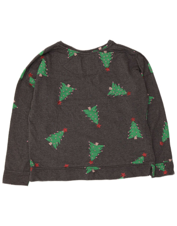Marks & Spencer Damen Grafik-Sweatshirtpullover UK 16 Large Grau Weihnachten