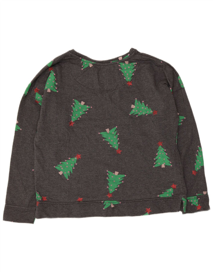 Marks & Spencer Damen Grafik-Sweatshirtpullover UK 16 Large Grau Weihnachten