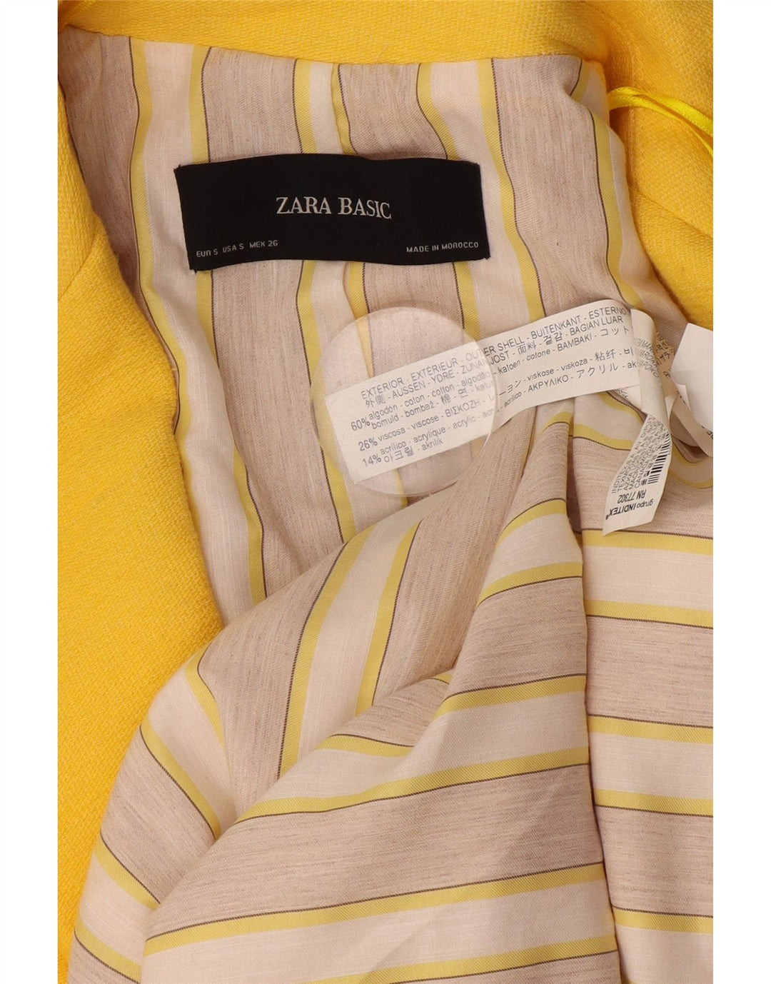 Zara Damen-Blazer, übergroß, 1 Knopf, lang, Gr. 10, Gelb