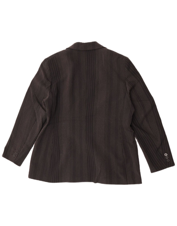 Marks & Spencer Damen-Blazer mit 2 Knöpfen, Gr. 14, Schwarz, Nadelstreifen