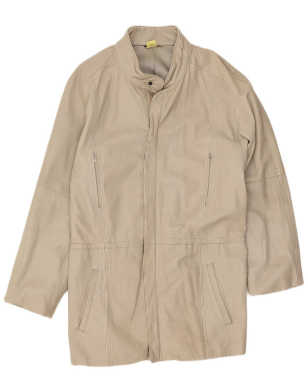 Vintage Damen Ledermantel UK 14 Medium Off White