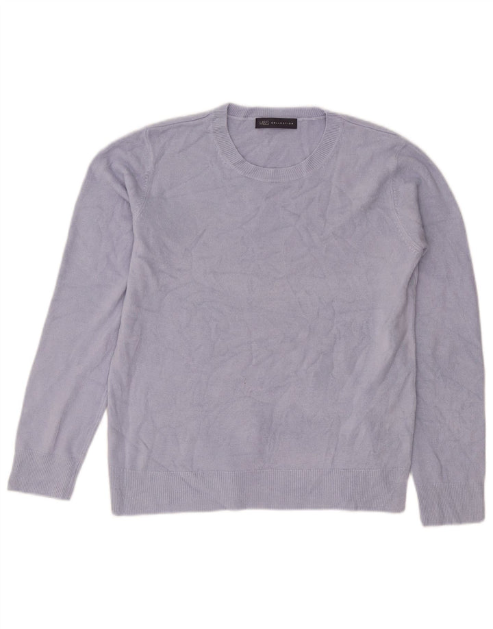 Marks & Spencer Damen-Pullover mit Rundhalsausschnitt, UK 12, Mittelblau, Acryl