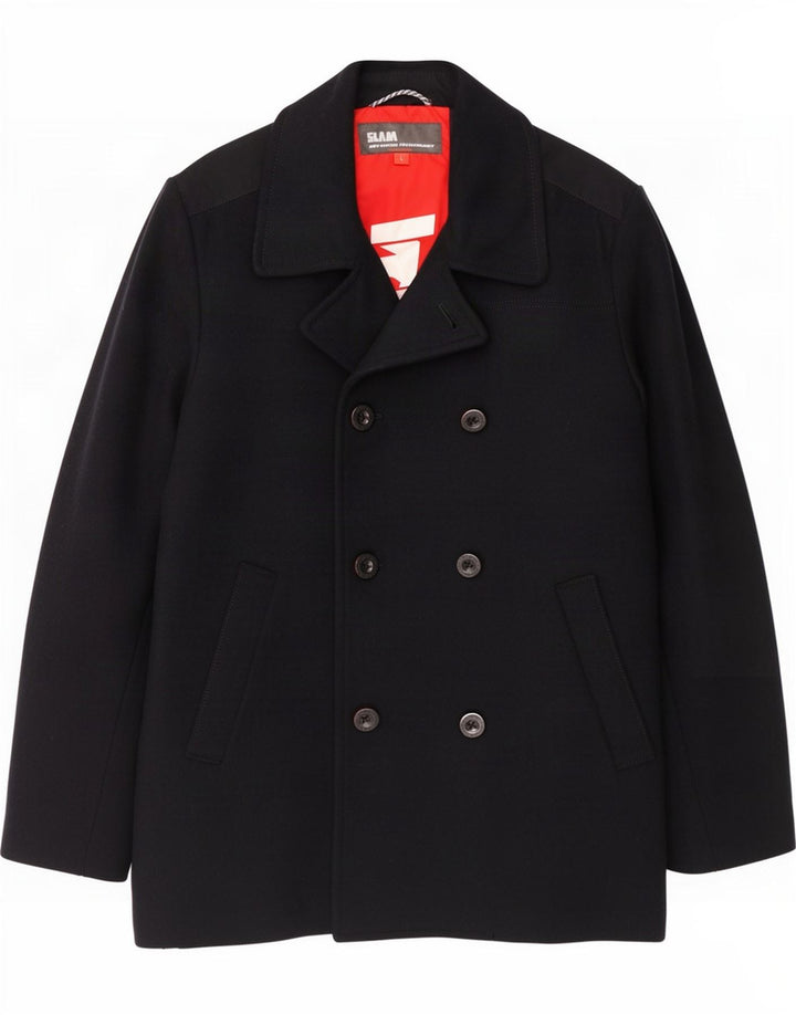 Slam Herren Pea Coat UK 40 Große marineblaue Wolle