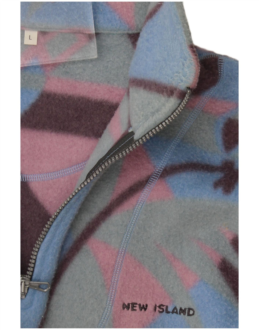 Vintage Herren Fleecepullover mit Reißverschluss, groß, mehrfarbig, Fair Isle