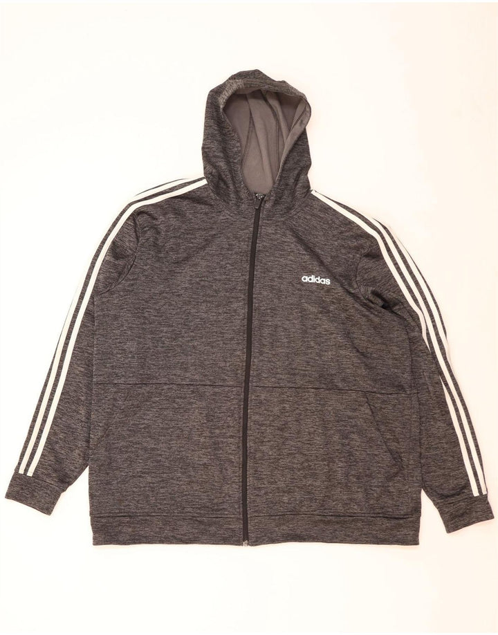 ADIDAS Herren Climalite Zip Hoodie Pullover 2XL Grau geflecktes Polyester