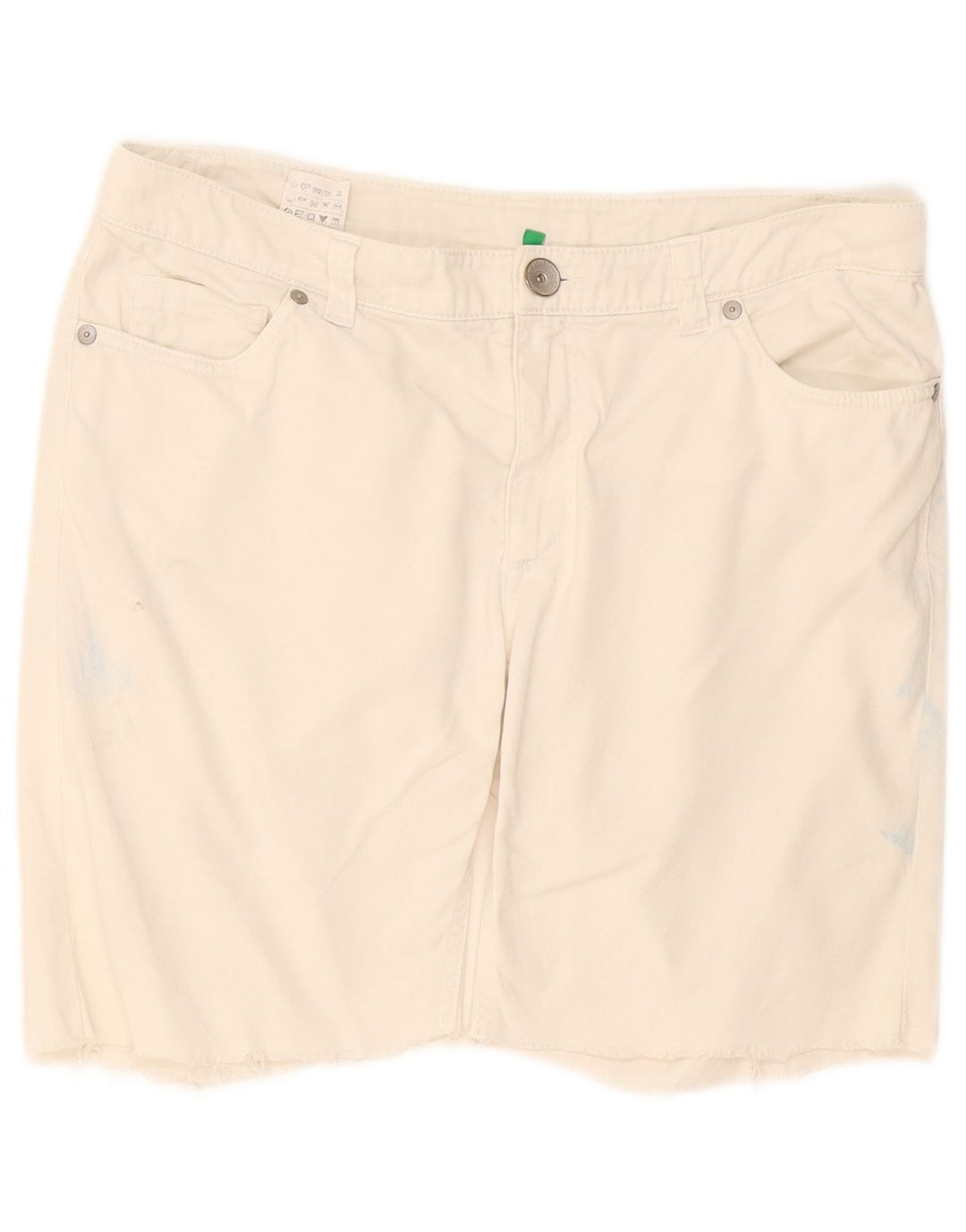 Benetton Damen Freizeitshorts IT 44 Medium W34 Weiße Baumwolle