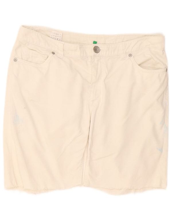 Benetton Damen Freizeitshorts IT 44 Medium W34 Weiße Baumwolle