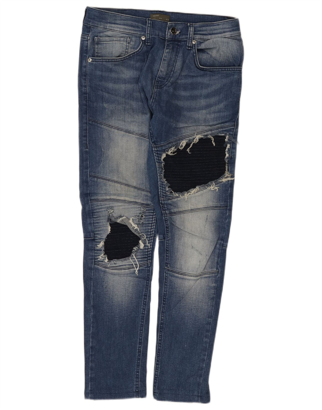 Zara Herren Distressed Slim Jeans EU 40 Medium W31 L28 Blauer Farbblock