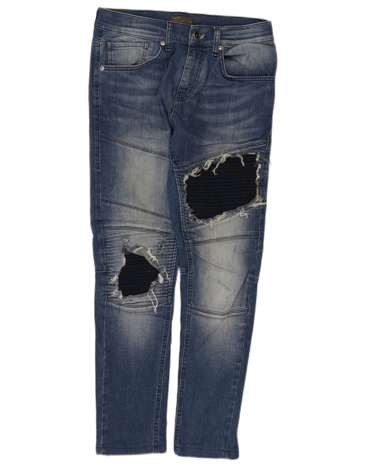 Zara Herren Distressed Slim Jeans EU 40 Medium W31 L28 Blauer Farbblock