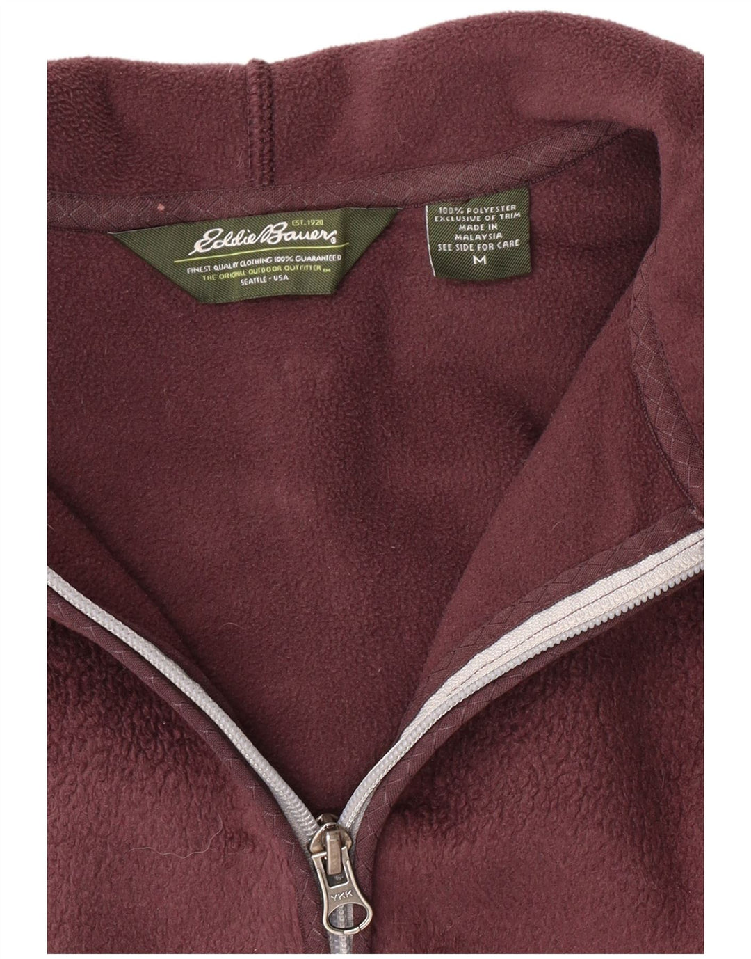 EDDIE BAUER Damen Kapuzen-Fleecejacke UK 14 Medium Burgund Polyester