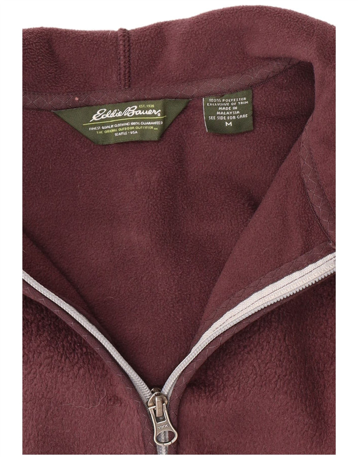 EDDIE BAUER Damen Kapuzen-Fleecejacke UK 14 Medium Burgund Polyester
