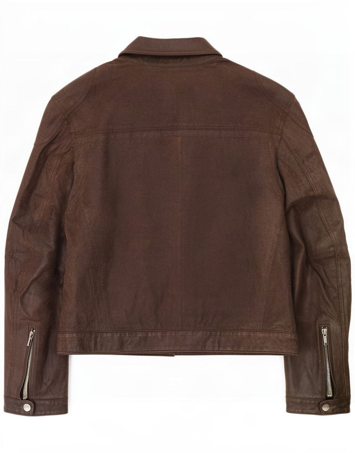 Ben Sherman Herren Leder Bikerjacke UK 38 Mittelbraun
