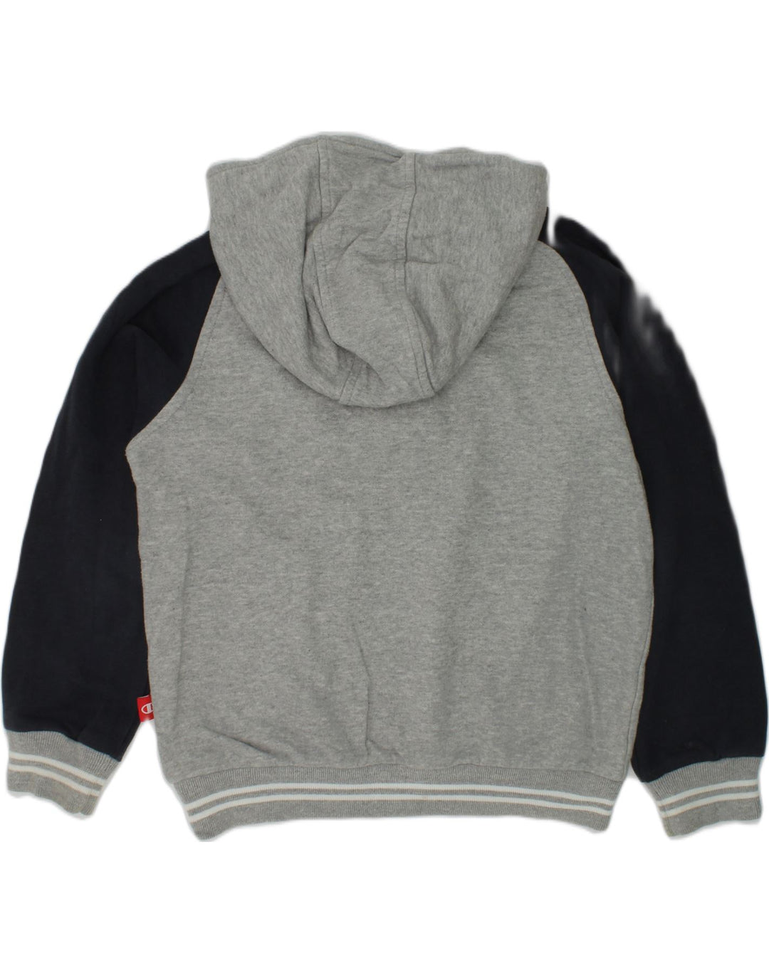 CHAMPION Boys Button Neck Hoodie Jumper 7-8 Years Small  Grey Colourblock | Vintage Champion | Thrift | Second-Hand Champion | Used Clothing | Messina Hembry 