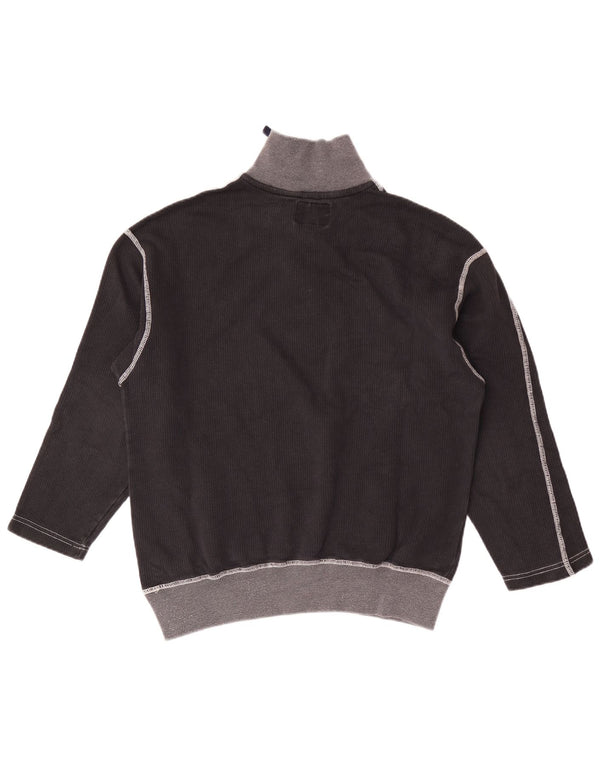 Vintage Damen-Sweatshirt mit Reißverschluss, UK 16, Größe L, Schwarz, Farbblock