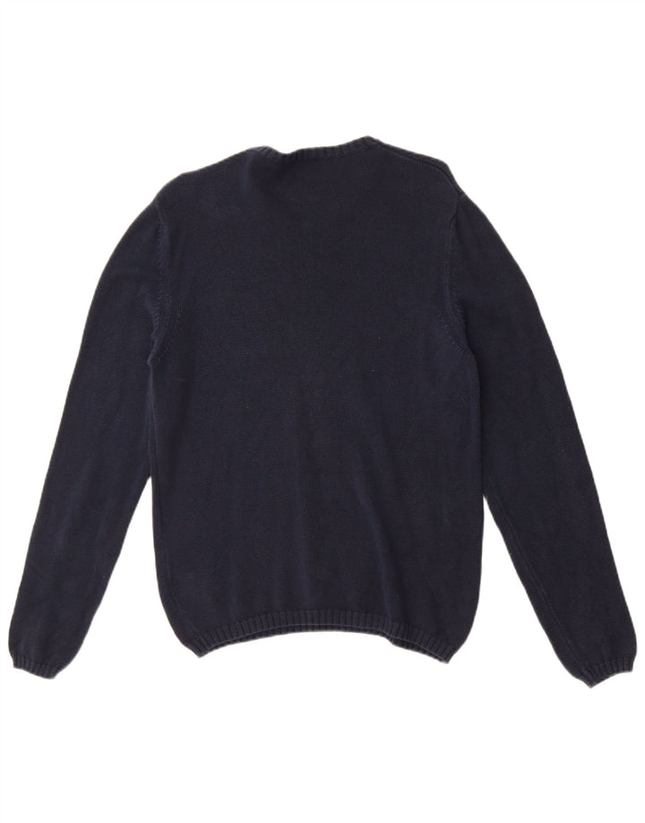 Fred Perry Herren-Pullover mit Rundhalsausschnitt, groß, marineblaue Baumwolle