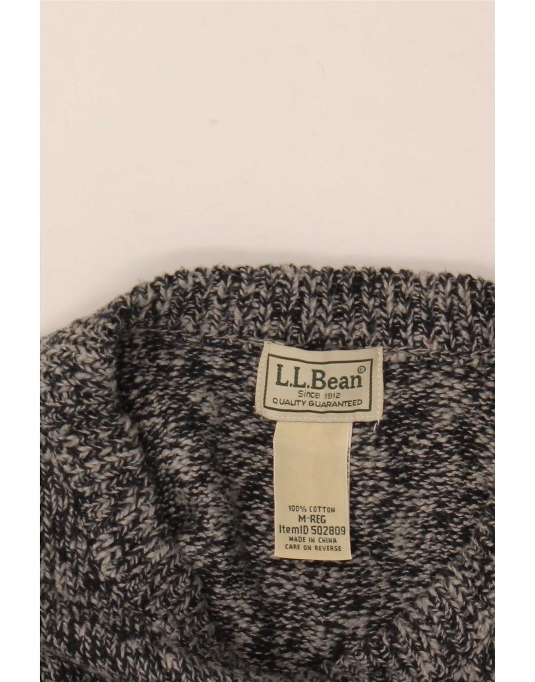 L.L.Bean Herren-Pullover mit Rundhalsausschnitt, mittelgrau gesprenkelte Baumwolle