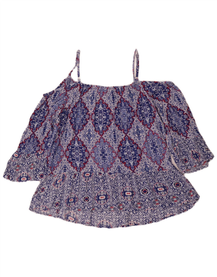 Marks & Spencer Damen Indigo Off Shoulder Top UK 14 Large Blue Floral