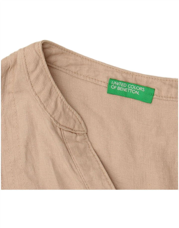 BENETTON Damen Tunikakleid mit 3/4-Ärmeln, UK 14, Mittelbeige
