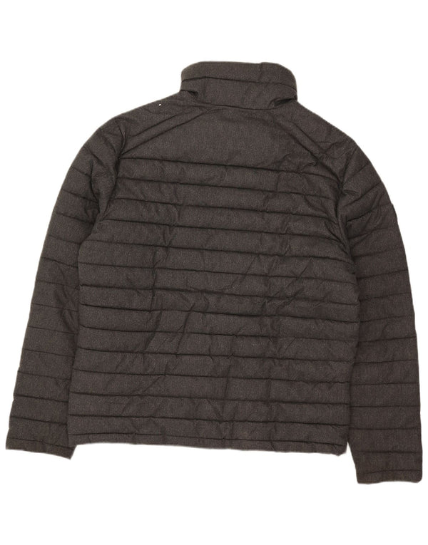 Superdry Herren Wattierte Jacke UK 42 XL Graues Fischgräten-Polyester