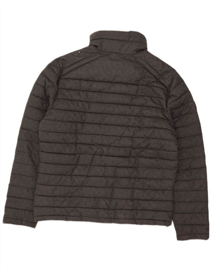 Superdry Herren Wattierte Jacke UK 42 XL Graues Fischgräten-Polyester